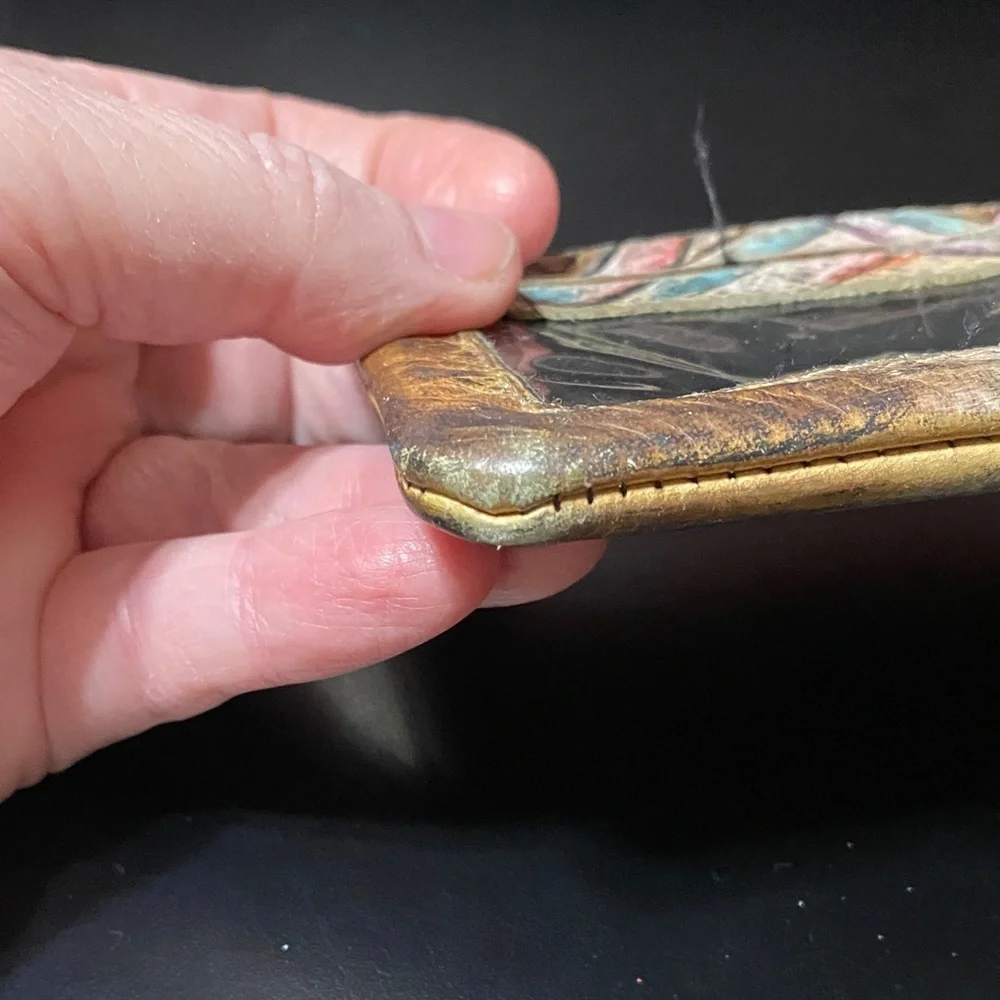 Vintage Sova Multicolor Leather credit card Wallet with ID Window